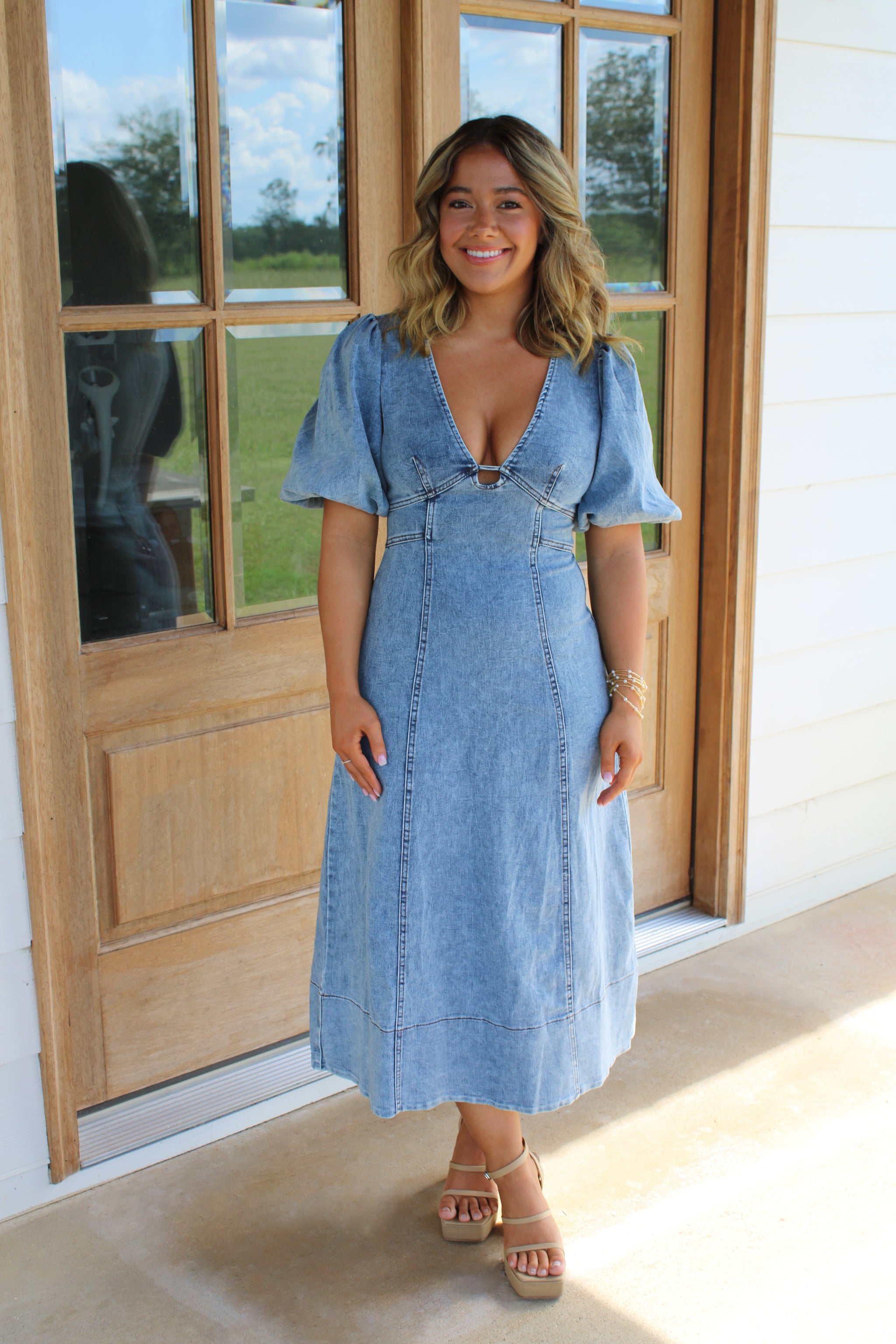 free people willie denim midi dress Denim Midi Dress – Willella's Boutique