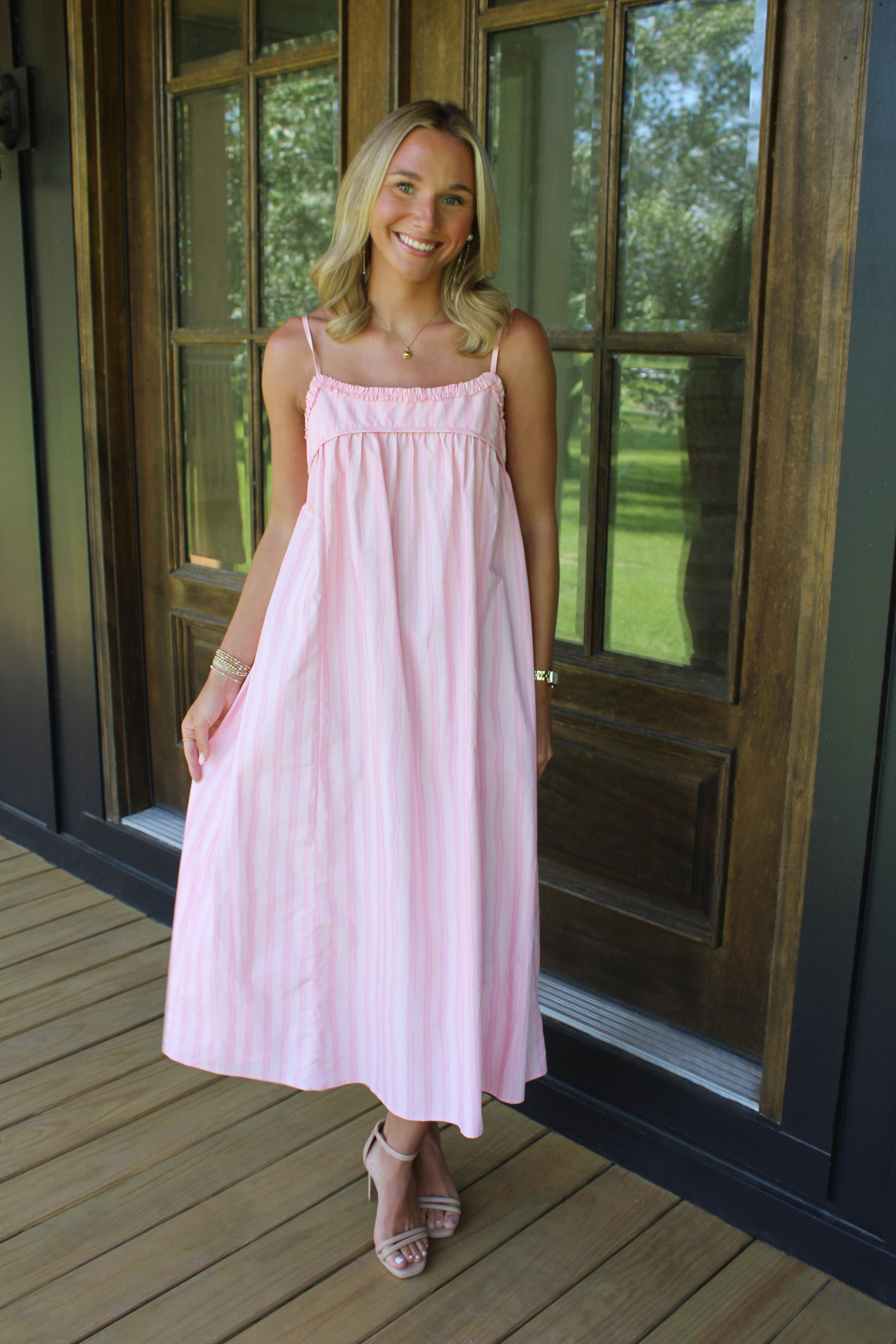 pink and black stripe dress Maxi – Willella's Boutique back:backless wicking performance jersey Item Leely Women Simple Tight Size:4-5 Years (120cm)
